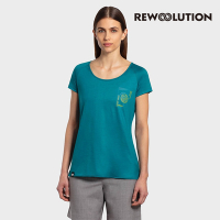 【Rewoolution】女 HOSHI 140g短袖印花T恤[翠綠] 義大利品牌 登山必備 羊毛衣 運動上衣 T恤 REDB1WC515
