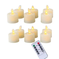 12 Pieces Realistic LED Tea Light Candles Flickering Flameless Candles 10-keys-remote Control Battery-operated Fake Candles