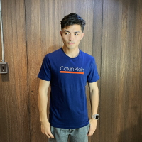 美國百分百【全新真品】Calvin Klein T恤 CK logo 短袖 T-shirt 男 深藍 AA13