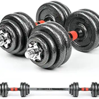 Adjustable dumbbell, 20.5-65.5lbs Adjustable Barbell Set, 2 in 1 Weight Dumbbell Set, Multifunction Free Weights Dumbbell Barbel