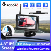Podofo 4.3''/5'' Car Monitor Rear View Cam Rearview Camera Backup Camera Dashboard Dash Cameras Reverse HD IPS Screen