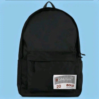 Tas Ransel Hitam dengan Label \ Dalilu 20 BOLD Series\" - Desain Sederhana dan Fungsional"