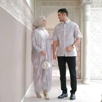 Couple Kaftan Grey | Baju Couple Kaftan | Batik Couple | Dress Couple | Kemeja Couple | Set Couple |