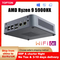 Topton Mini Gaming PC AMD Ryzen 9 5900HX Windows 11 8 Cores up to 4.6GHz 2*DDR4 M.2 NVMe SSD 2*LAN Desktop Computer 3x4K WiFi6E