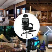 Ergonomic Office Chair, Reclining Home Office Desk Chair Mesh Computer Gaming Chair with Retractable Footrest,