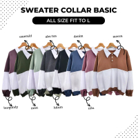 jaket sweater wanita terbaru kekinian korean style model belang kerah