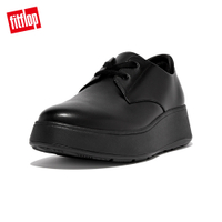 【FitFlop】F-MODE LEATHER FLATFORM LACE-UP DERBIES厚底綁帶牛津鞋-女(靚黑色)
