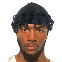Vintage Twist Head Wraps Durag with Tassel Men's Hip Hop Pullover Hat Turban for Men Hair Wrap Twisted Tail Cap