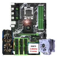 HUANANZHI Deluxe X58 Motherboard Combo Build Computer DIY Xeon E5 X5675 CPU Cooler 3*8G 24G RAM REG ECC Video Card GTX960 4G