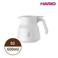 【HARIO】V60 VHSN系列雙層真空不鏽鋼保溫咖啡壺PLUS 02 600ml 白色(保溫 咖啡壺)
