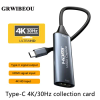 GRWIBEOU Type-C 2.0 Video Capture Card HDMI-compatible 4K 30Hz Game Grabber Record for Switch Xbox PS4/5 Live Broadcast Game
