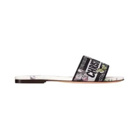 Christian Dior Dway Slide Embroidered Cotton and Butterfly Motif White/Purple 39 White,Purple,Multi