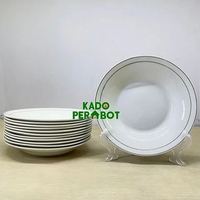 1 Lusin Piring Keramik Lis 2 Garis -Piring Makan Dinner 23cm KHUSUS INSTANT/SAMEDAY