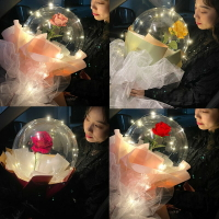發光波波球小王子太空玫瑰花束diy氣球七夕情人節告白禮物送女友