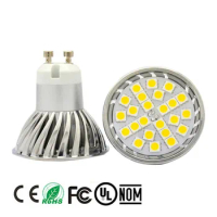 50Pcs GU10 LED Spotlight Lampada LED Lamp 220V 24 SMD5050 Dimmable SpotLight Lamparas LED Bulbs GU 10 Christmas Home Lighting
