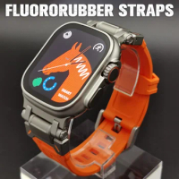 Fluororubber Strap for Apple Watch Band Ultra 2 49mm 45mm 44mm 42mm Sport Bracelet for IWatch Series 9 8 7 6 5 3 SE Accessories