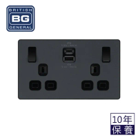 英國 BG British General Evolve PCDMG22UAC45B 13A 雙位開關插座連 USB A & C Matt Grey 啞光灰 啞光灰
