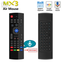 MX3 Air Mouse T3 Smart Remote Control 2.4G RF Wireless Keyboard Voice Assistant For Android Smart TV Box Backlit Fly Mouse