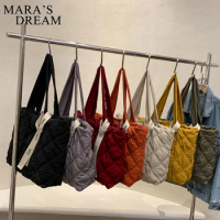 Mara's Dream Winter Large Shoulder Bags For Women's Bag Lingge Cotton Jacket Shoulder Bag Trend Big Tote Handbag Shopper Purses