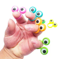 10 Pieces Eye Finger Puppets Plastic Rings with Wiggle Eyes toy Favors for Kids Assorted Colors Gift Toys Pinata Fillers