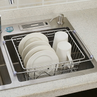 廚房洗碗池水槽瀝水籃304不銹鋼可伸縮瀝水架洗菜籃子水池置物架