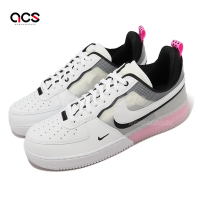 Nike 休閒鞋 Air Force 1 React 男鞋 白 黑 粉紅 AF1 半透明 皮革 網布 DV0808-100