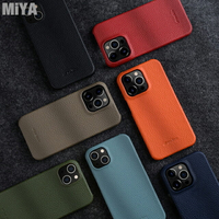 iPhone13 Pro 德國牛皮真皮手機殼套 黑橙紅灰綠藍色 A8165