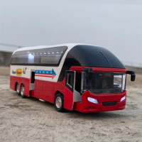 Electric Tourist Toy Traffic Double Decker Bus Alloy Car Model Diecasts Metal City Tour Bus Model Sound and Light Kids Toys Gift