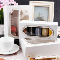Macaron Boxes with Clear Window Kraft Paper Delivery Box Baking Cupcake Box White Pastry Packaging Container Wedding Gift,20 pcs