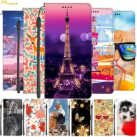 Leather Cases For LG K40S K12 Plus Luxury Wallet Flip Cover For LG V40 ThinQ Case K40 S Cute Printed Phone Bags Stand Funda Cat