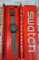 JAM TANGAN PRIA CHRONOGRAPH SWATCH ORIGINAL RESIN BLACK WHITE CHRONOGRAPH SWATCH SUSB407 SWATCH SUSB