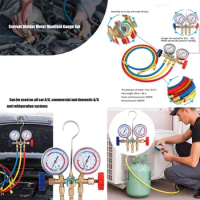 Air Conditioning Refrigerant Charging Hoses with Diagnostic Manifold Gauge Set Refrigerant Air Conditioning Manifold Gauge 1/4"
