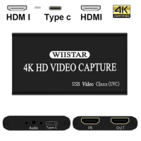 Video Capture Card USB 2.0 HDMI TYPE-C Video Grabber Record Box for PS4 Game DVD Camcorder HD Camera Recording Live Streaming