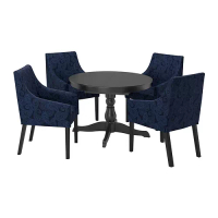 INGATORP/SAKARIAS 餐桌附4張餐椅, 黑色/kvillsfors 深藍色/藍色, 110/155 公分