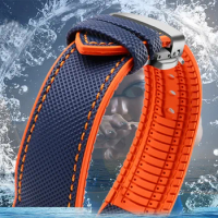 For IWC Pilot's Watch Mark Nylon Rubber Bottom watch strap 20mm Men soft Waterproof Wrist Band Bracelet Wholesales