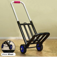 Portable Cart Folding Luggage Handling Pull Cargo Trailer with Wheels Home Grocery Shopping Trolley Light Small Shopping Trolley