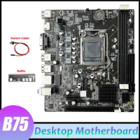 B75 Motherboard +Baffle+Switch Cable LGA1155 DDR3 Support 2X8G PCI E 16X For I3 I5 I7 Series Pentium Celeron CPU