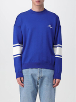 Mens Striped Pullover Sweater in Deep Blue