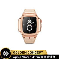 【Golden Concept】Apple Watch 41mm ROL41-RG 玫瑰金皮革錶帶 玫瑰金不鏽鋼錶框