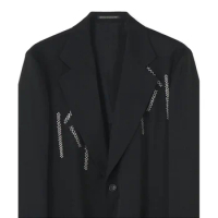 FANTASTION men's jacket with embroidery Men's blazer unusual jacket black jacket Men's suit jackets original blazer coat for men