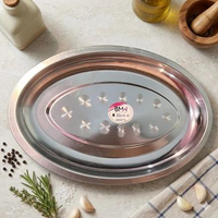 Piring Oval Stainless Steel Tebal Nampan Saji Oval Vintage Piring Kukus Tim Ikan Plate Tray Sate 30c