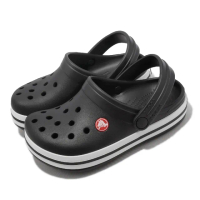 【Crocs】涼拖鞋 Crocband Clog K 童鞋 中童 黑 厚底 基本款 條紋 休閒 洞洞鞋(207006001)