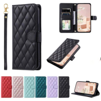 Lanyard Wallet Case for Poco X6 Pro 5G Case Plaid Leather Strap Handbag Flip Cover for Xiaomi Poco X6Pro X6 5G Case