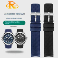 High Quality Fluororubber Strap For IWC Aquatimer Family Darwin's Adventure IW376803 IW379503 Watch Band Quick-release 22MM Men