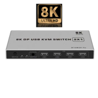 Dual-port 2 Port Displayport KVM Switch 8K@60Hz USB DP Switch KVM DP Switcher USB KVM 4K@144hz Support Mouse&amp;Keyboad Share