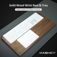 Kashcy Walnut Solid Wooden Tray Palm Rest For Magic Keyboard Magic Trackpad Wrist Support Pad
