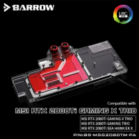 BARROW Water Block use for MSI RTX2080TI GAMING X TRIO/Full Cover GPU Block / Support Original Backplate 5V 3PIN Header RGB