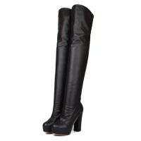 Thigh High Boots Women Platform Sexy Soft Stretch Over-the-Knee Boot High Heels Designer Long Shoes Lady Large Size 48