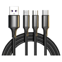 Kabel Pengecasan Satu hingga Tiga Jalinan Nilon, Pengecasan Super Pantas 66W, Sesuai untuk Android, 