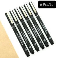 Pen Lukisan Pin Uni, Set 6PCS, Garis Halus 005, 01, 02, 03, 05, 08, Pen Jarum, # 268155